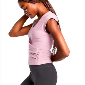 Athleta  Rosy Bayview Tee Sz Small Faux Wrap Front Stretch #598819 / $59